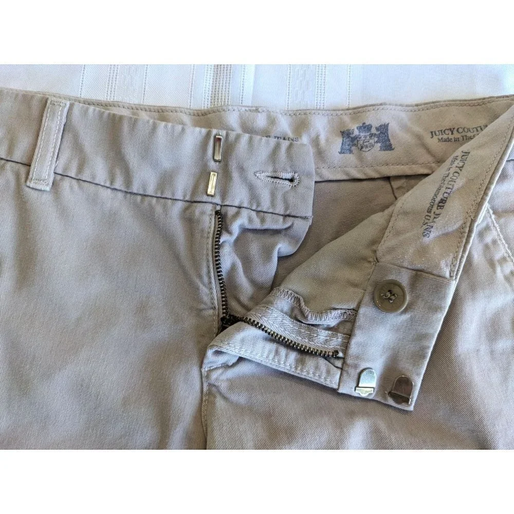 Vintage Y2K JUICY COUTURE 100% Cotton Khaki Chino Bermuda Shorts Size 28